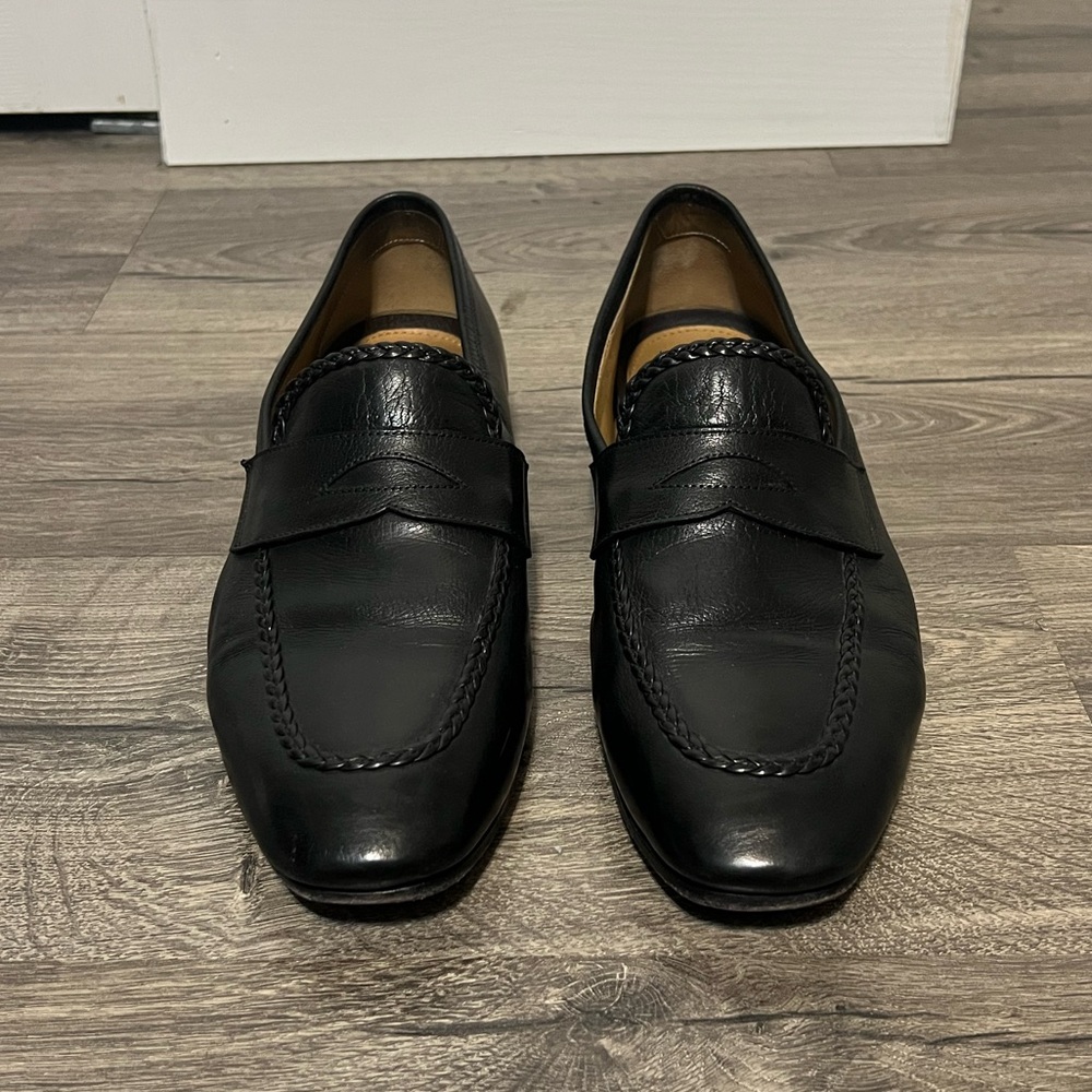 Paul Stuart Nemo Penny Black Loafer Shoes Made From Calf Leather Men's Size 12